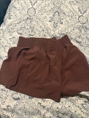 Girls' Smocked Waist Brown Shorts